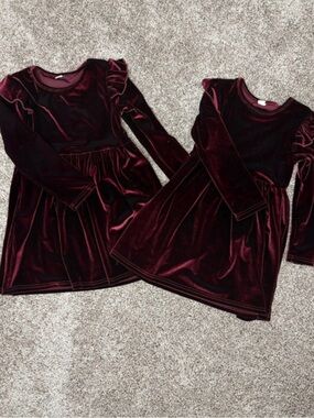 Velvet  red wine 2 dress set  size 2-3 and  4-5